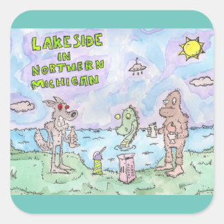 Meer van Michigan Vierkante Sticker