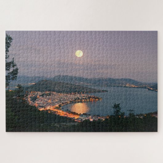 Meer van Moon Kastoria Griekenland Jigzaag Puzzle Legpuzzel (Horizontaal)
