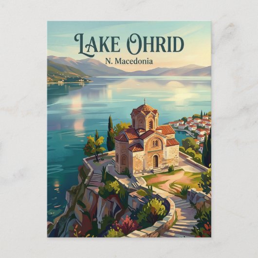 Meer van Ohrid N. Macedonië Briefkaart (Voorkant)