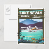 Meer van Sevan Armenië vintage reisposter Briefkaart (Voorkant / Achterkant)