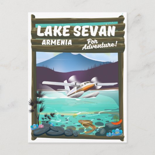 Meer van Sevan Armenië vintage reisposter Briefkaart (Voorkant)