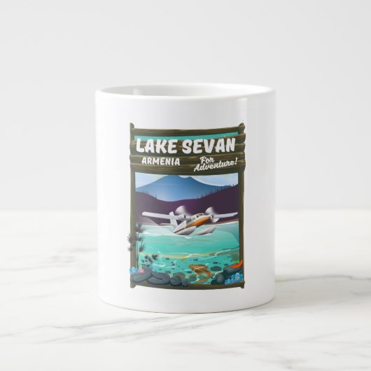 Meer van Sevan Armenië vintage reisposter Grote Koffiekop (Voorkant)