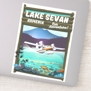 Meer van Sevan Armenië vintage reisposter Sticker