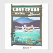 Meer van Sevan Armenië vintage reisposter Sticker (Vel)