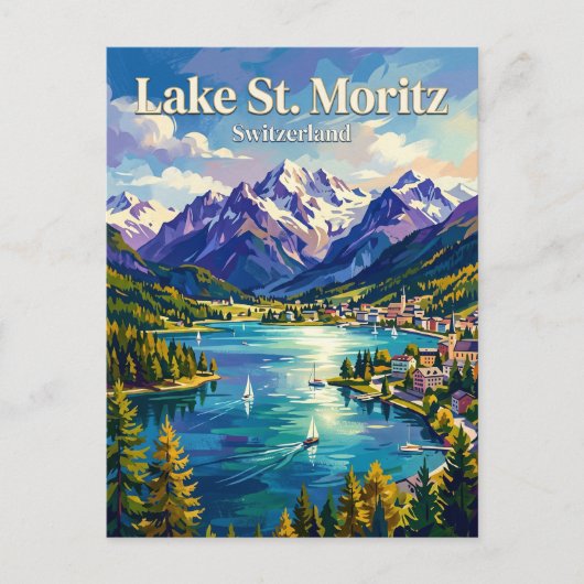Meer van St. Moritz Zwitserland Briefkaart (Voorkant)