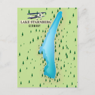 Meer van Starnberg Duitsland vintage stijl kaart p