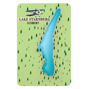 Meer van Starnberg Duitsland vintage stijl kaart p Magneet