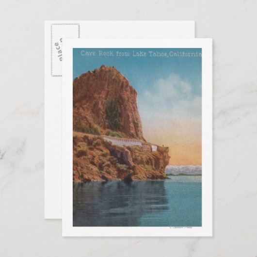 Meer van Tahoe, CA - Cave Rock van het Uitzicht va Briefkaart (Voorkant / Achterkant)