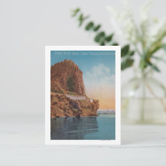 Meer van Tahoe, CA - Cave Rock van het Uitzicht va Briefkaart (Staand voorkant)