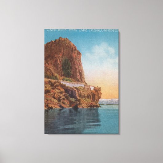 Meer van Tahoe, CA - Cave Rock van het Uitzicht va Canvas Afdruk (Voorkant)