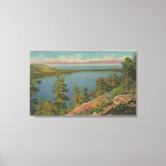 Meer van Tahoe, CA - Fallen Leaf Lake en Lake Taho Canvas Afdruk (Voorkant)