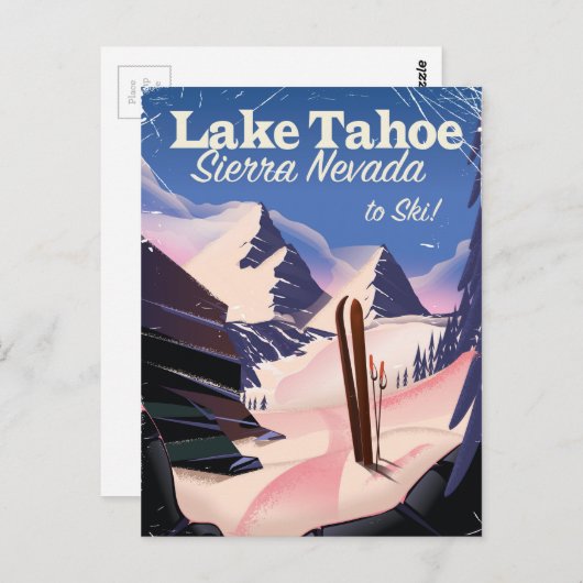 Meer van Tahoe sierra nevada — skischodrukkafdruk Briefkaart (Voorkant / Achterkant)