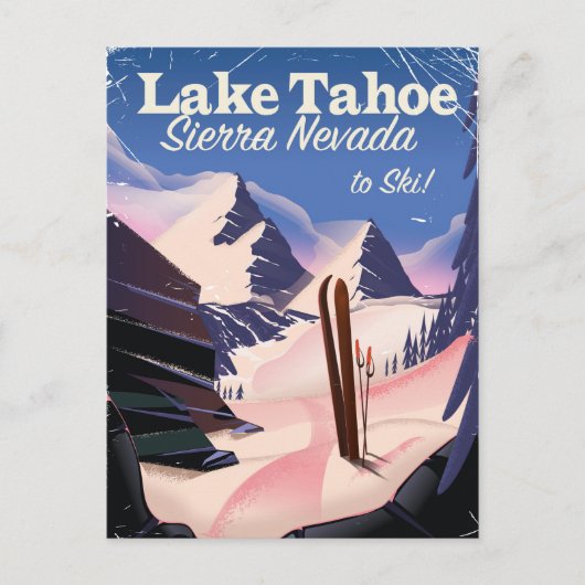 Meer van Tahoe sierra nevada — skischodrukkafdruk Briefkaart (Voorkant)