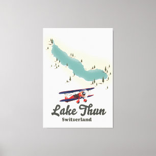 Meer van Thun Zwitserland kaart Canvas Afdruk