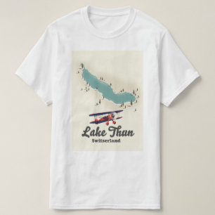 Meer van Thun Zwitserland kaart T-shirt
