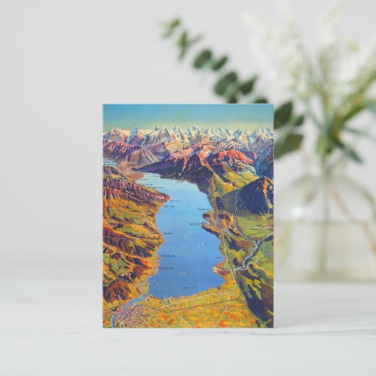  Meer van Thun Zwitserland Reis Briefkaart (Staand voorkant)