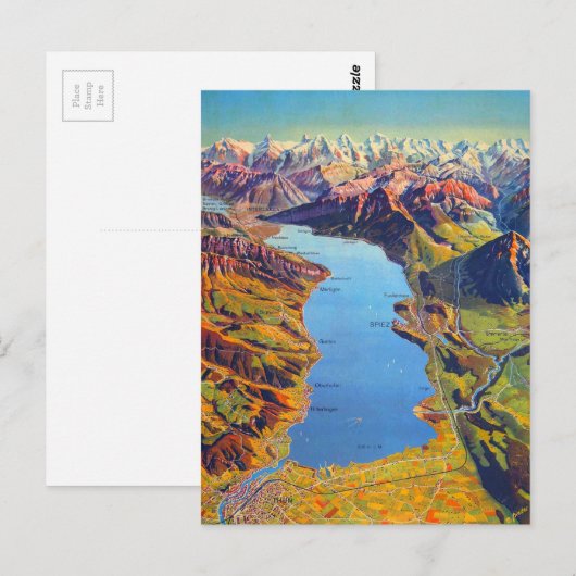 Meer van Thun Zwitserland Reis Briefkaart (Voorkant / Achterkant)