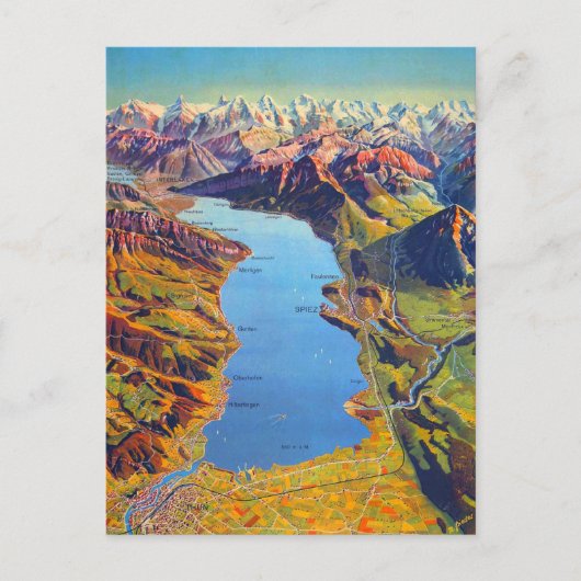 Meer van Thun Zwitserland Reis Briefkaart (Voorkant)