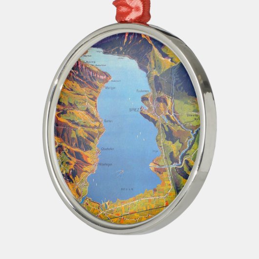 Meer van Thun Zwitserland Reis Metalen Ornament (Links)