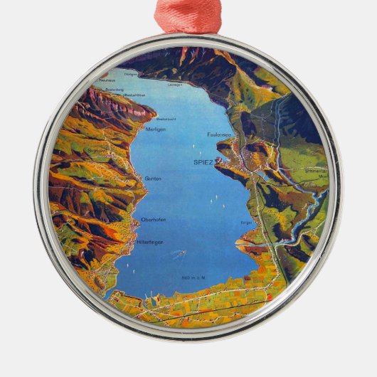  Meer van Thun Zwitserland Reis Metalen Ornament (Voorkant)