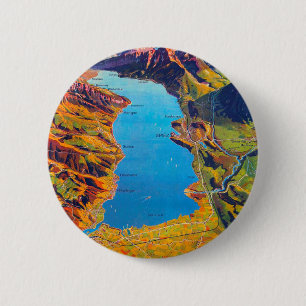Meer van Thun Zwitserland Reis Ronde Button 5,7 Cm