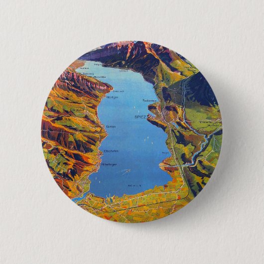 Meer van Thun Zwitserland Reis Ronde Button 5,7 Cm (Voorkant)