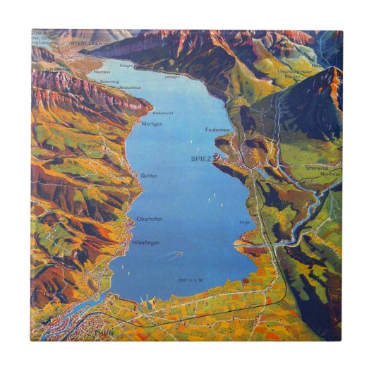  Meer van Thun Zwitserland Reis Tegeltje (Voorkant)