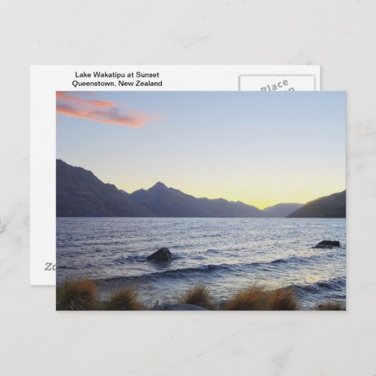 Meer van Wakatipu op Sunset, Queenstown, NZ Briefkaart (Voorkant / Achterkant)