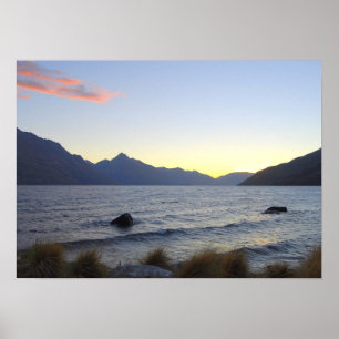 Meer van Wakatipu op Sunset, Queenstown, NZ Poster