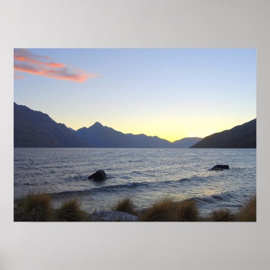 Meer van Wakatipu op Sunset, Queenstown, NZ Poster (Voorkant)