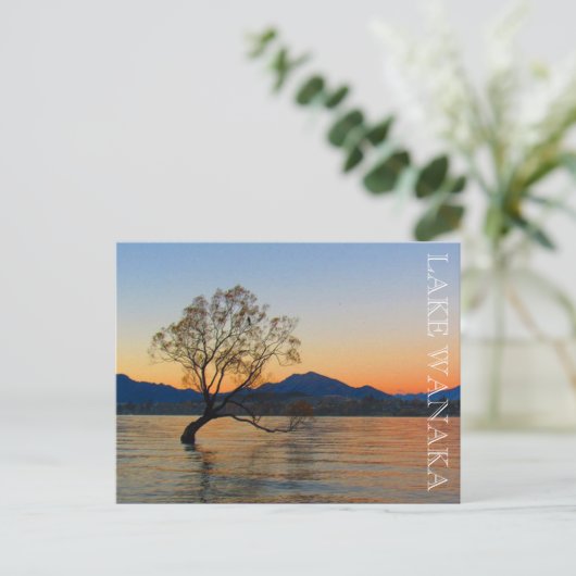 Meer van Wanaka zonsondergang Briefkaart (Staand voorkant)
