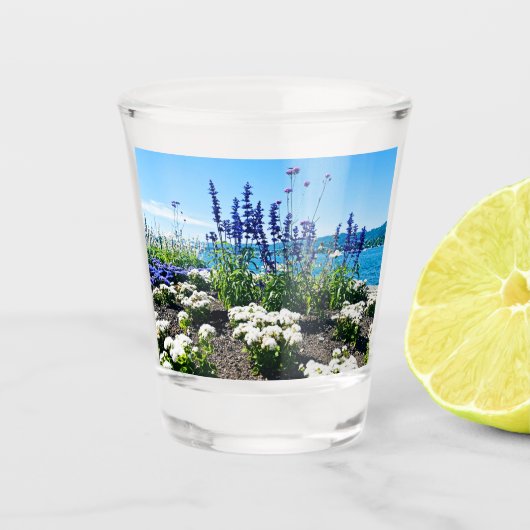 Meer van Zürich Bloemen Shot Glas (Voorkant)