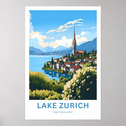 Meer van Zürich Zwitserland Reisprint Poster (Voorkant)
