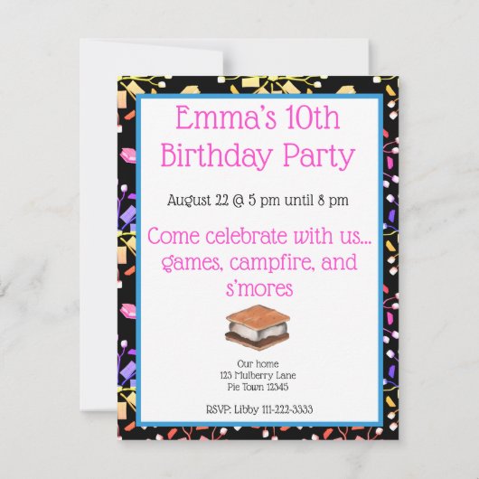 Meer verjaardagsuitnodiging voor S'more Birthday F Bedankkaart (Achterkant)