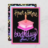 Meer verjaardagsuitnodiging voor S'more Birthday F Bedankkaart (Voorkant / Achterkant)