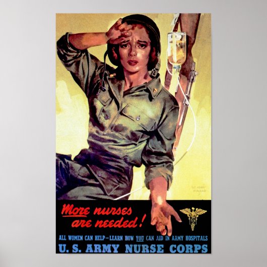 Meer verpleegkundigen zijn nodig ~ verpleegcorps poster (Voorkant)