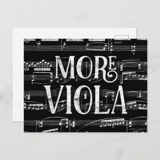 Meer Viola Chalkboard - Black White Music Briefkaart (Voorkant / Achterkant)