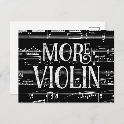 Meer Violin Chalkboard - Black White Music Briefkaart (Voorkant / Achterkant)