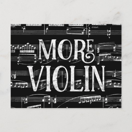 Meer Violin Chalkboard - Black White Music Briefkaart (Voorkant)