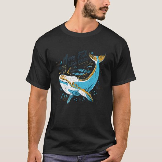 Meer Vis Minder Plastic Aardedag Milieu Ani T-shirt (Voorkant)