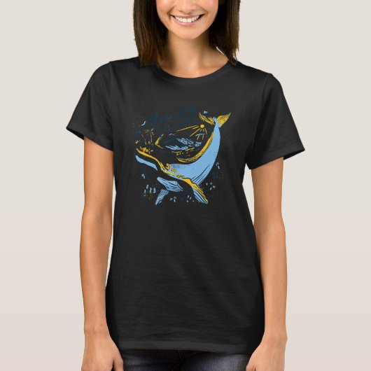 Meer Vis Minder Plastic Walvis Ocean Conservation  T-shirt (Voorkant)