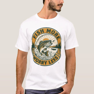 Meer vissen Minder zorgen Vintage vissen T-shirt