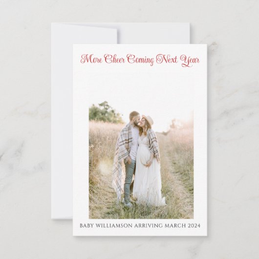 Meer vreugde komend volgend jaar zwangerschap aank bedankkaart (Voorkant)