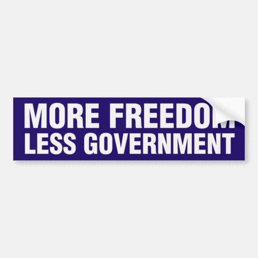 Meer vrijheid minder regering bumpersticker (Voorkant)