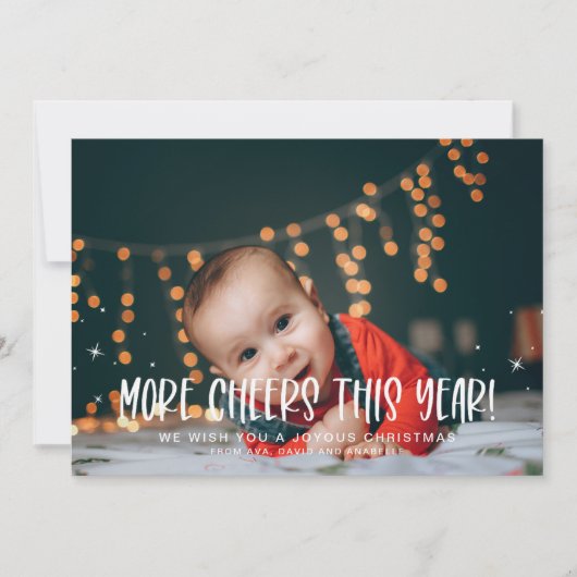 Meer vrolijk dit jaar | Baby Foto Kerstmis Feestdagenkaart (Voorkant)