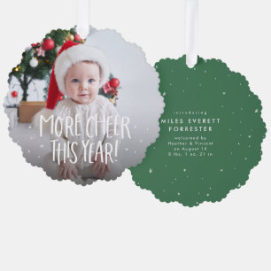 Meer vrolijke leuke groene eerste kerstfoto ornament kaart