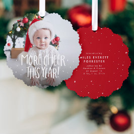 Meer vrolijke leuke rode eerste kerstfoto ornament kaart