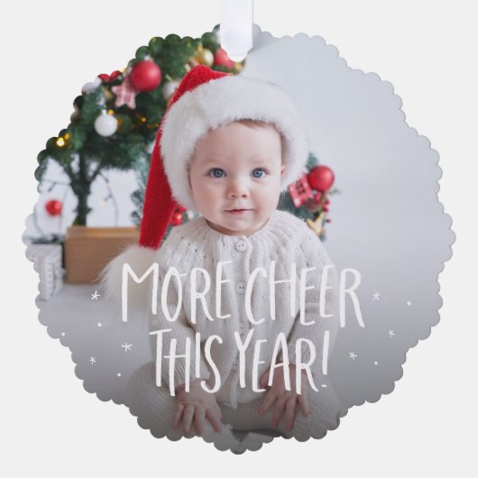 Meer vrolijke leuke rode eerste kerstfoto ornament kaart (Voorkant)