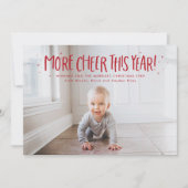 Meer vrolijkheid dit jaar: één foto rood kerstfees feestdagenkaart (Voorkant)