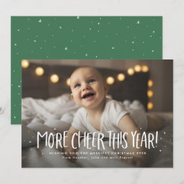 Meer vrolijkheid dit jaar groene één foto kerstmis feestdagenkaart